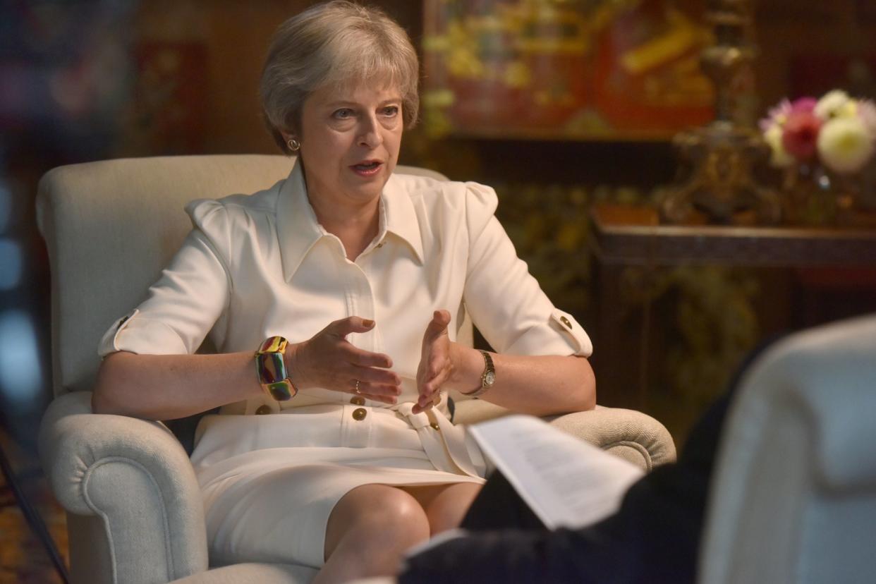 Theresa May in conversation with Nick Robinson: PA