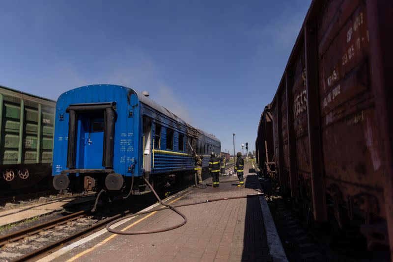 Aftermath of a Russian military strikes in Kherson