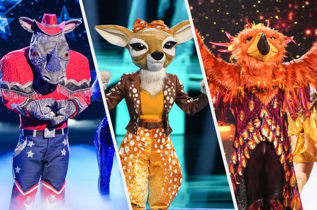 Masked Singer finalists Rhino, Fawn and Phoenix