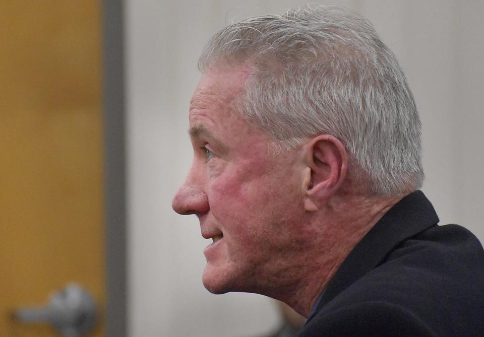 Dennis Collins of the Bristol County District Attorney's office speaks at Robin Murphy's parole hearing in Natick on Tuesday, March 5, 2024.