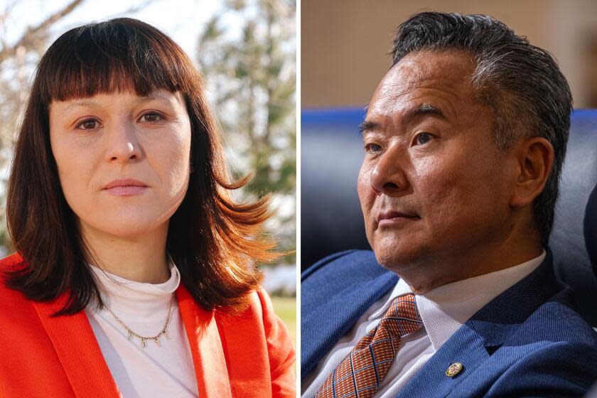 Left, Council District 12 candidate Serena Oberstein, and right, incumbent Council District 12 councilman John Lee.