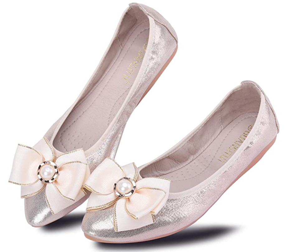 4) Foldable Bow & Rhinestone Ballet Flats