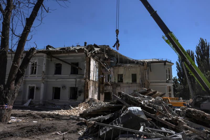 Aftermath of Russian missile strike on Okhmatdyt Children's Hospital in Kyiv