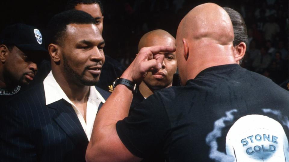 Who doesn’t remember the time Mike Tyson shoved Stone Cold Steve Austin on Monday Night Raw? (Courtesy of WWE.com)