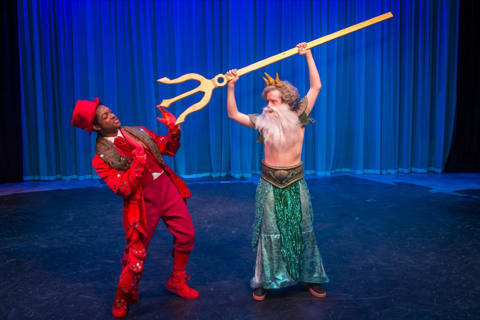 The Amarillo Little Theatre Academy presents "The Little Mermaid" with Nicholas Shaffer as Sebastian with Colby Hurt as King Triton.