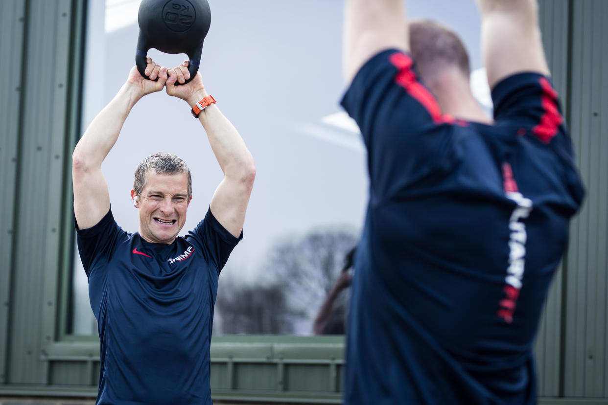 Grylls took part in an outdoor session using kettlebells (Be Military Fit/PA)