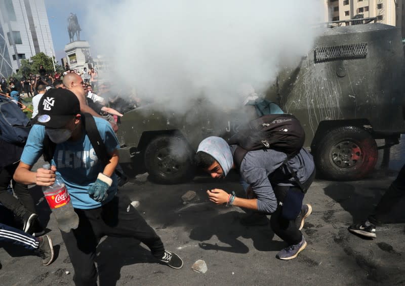 Protest against Chile's state economic model in Santiago