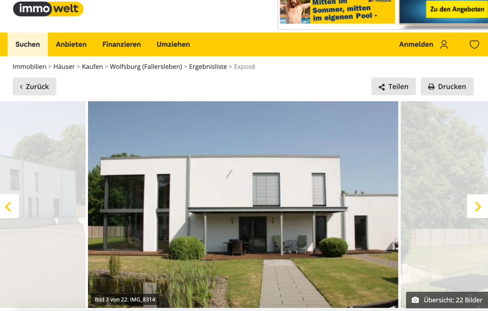 Das ist ein Screenshot der Villa-Anzeige bei 