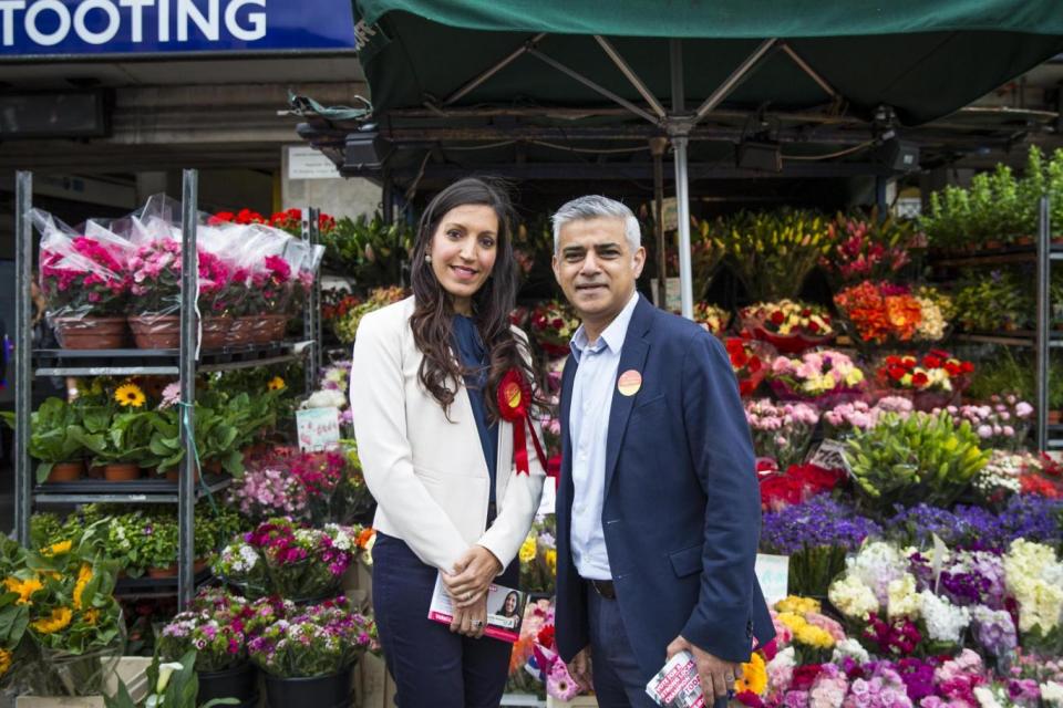 Labour candidate Dr Rosena Allin-Khan campaigning with London Mayor Sadiq Khan (R) ahead of the Tooting by-election last year (Getty Images)