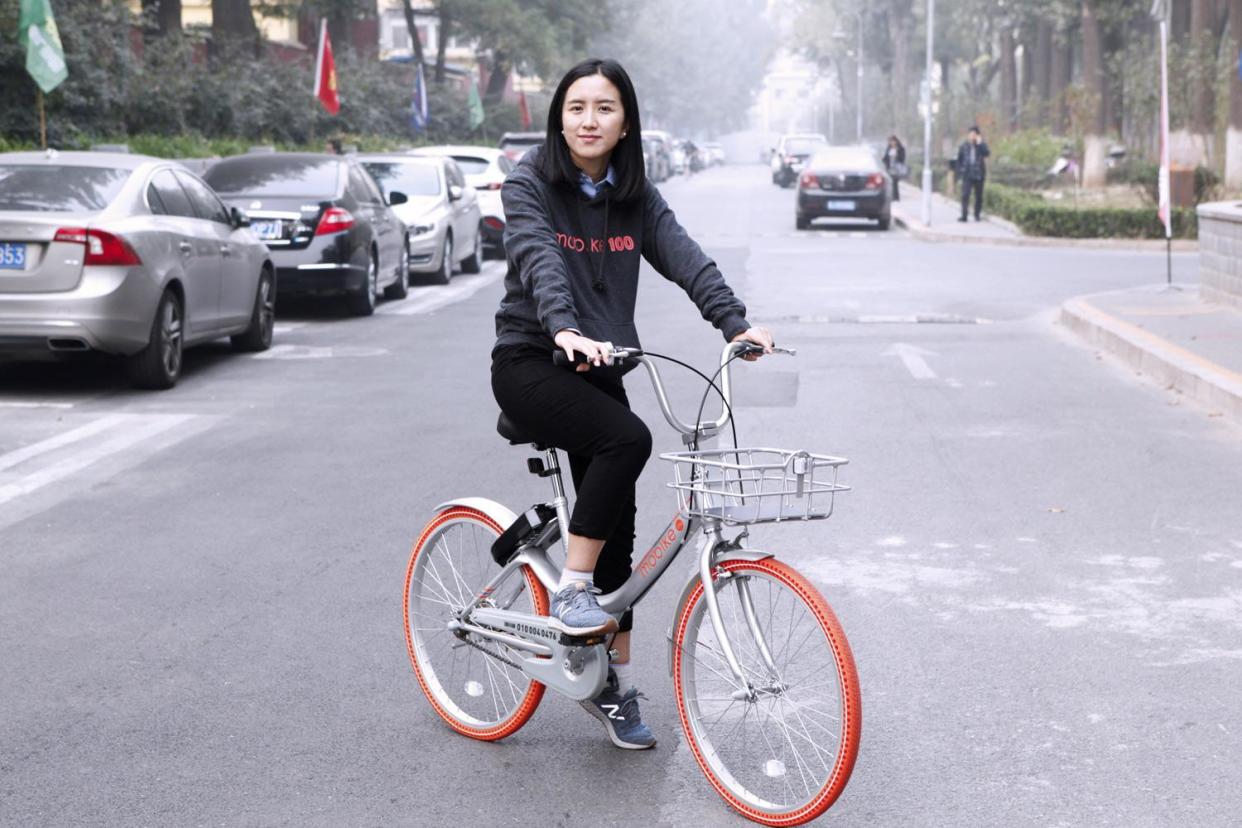 New app: Mobike’s bikes are collected from public racks, not docking stations, and unlocked via smartphone