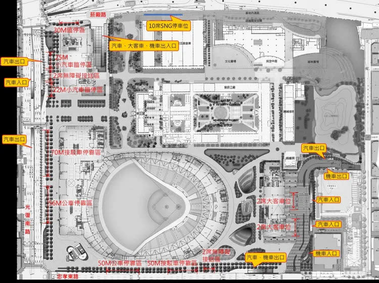 大巨蛋停車場出口圖檔。北市府提供