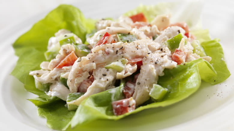 Chicken salad lettuce wrap