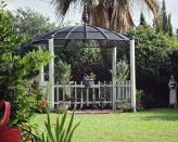 <p>Believe it or not, this pretty gazebo was constructed from an old mesh satellite dish and low-cost bamboo strips using nothing but a drill and one hand tool. A salvaged tin finial serves as the gazebo’s crowning glory. </p><p><strong>Get the look at <a href="https://spottingrainbows.wordpress.com/2014/07/15/satellite-upcycle/comment-page-1/" rel="nofollow noopener" target="_blank" data-ylk="slk:Spotting Rainbows;elm:context_link;itc:0;sec:content-canvas" class="link ">Spotting Rainbows</a>. </strong></p><p><a class="link " href="https://www.amazon.com/Favordrory-Inches-Sticks-Natural-Bamboo/dp/B07R4DZLVW/?tag=syn-yahoo-20&ascsubtag=%5Bartid%7C10050.g.30932979%5Bsrc%7Cyahoo-us" rel="nofollow noopener" target="_blank" data-ylk="slk:SHOP BAMBOO STRIPS;elm:context_link;itc:0;sec:content-canvas">SHOP BAMBOO STRIPS</a></p>