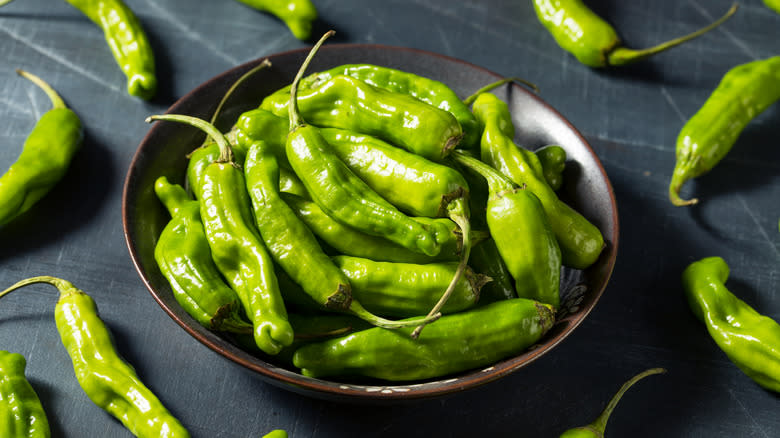 Shishito peppers in a bowl