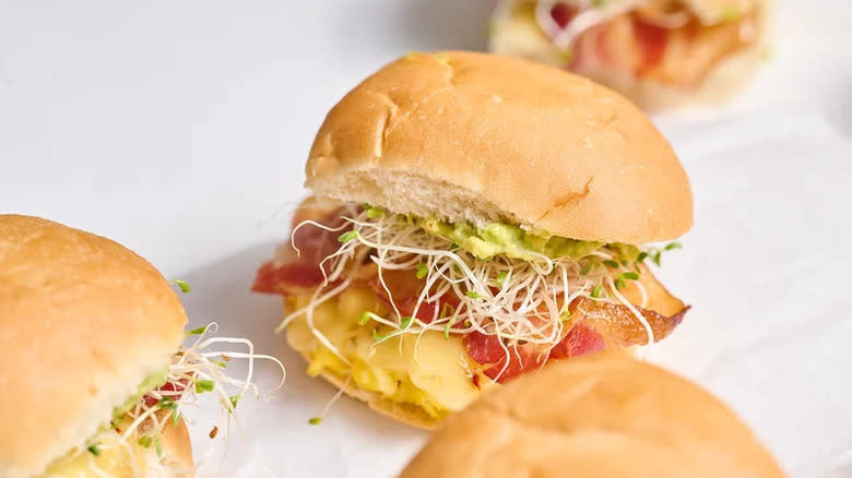Close-up of a breakfast slider