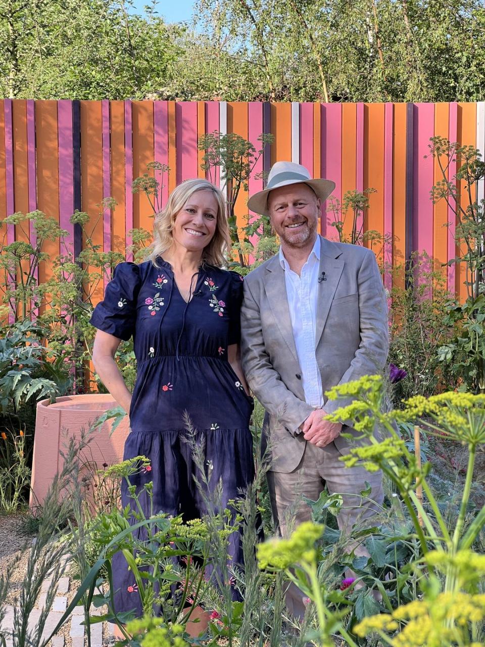 rhs chelsea flower show 2024 presenters sophie raworth and joe swift