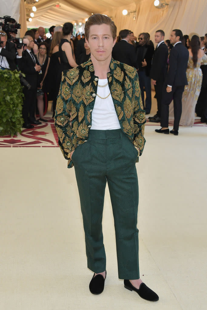 <p>Shaun White attends the Heavenly Bodies: Fashion & The Catholic Imagination Costume Institute Gala at The Metropolitan Museum of Art on May 7, 2018 in New York City. (Photo: Getty Images) </p>