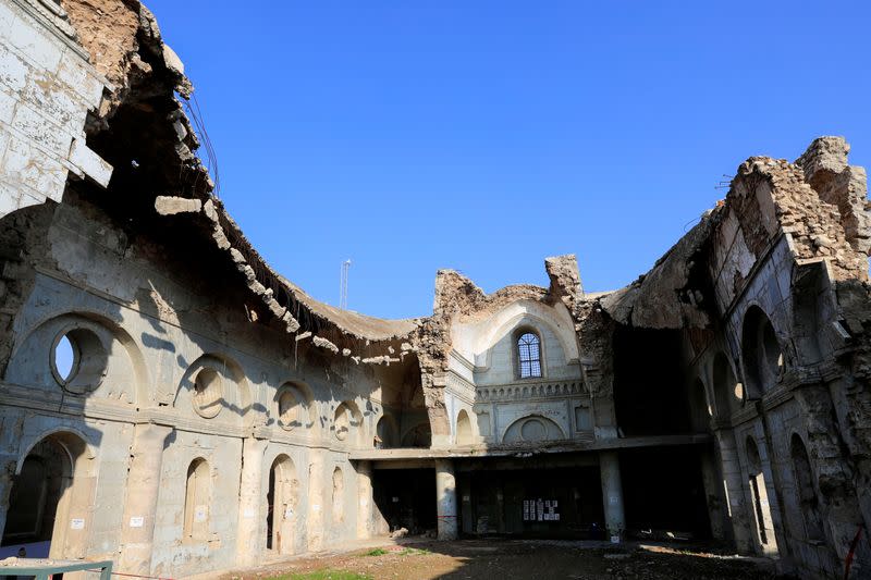 A view of a destroyed al-Tahera Syriac Catholic church, in Mosul