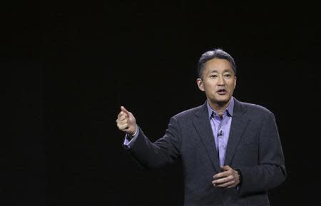 Sony CEO Kazuo Hirai gestures during his keynote address at the annual Consumer Electronics Show (CES) in Las Vegas, Nevada January 7, 2014. REUTERS/Robert Galbraith