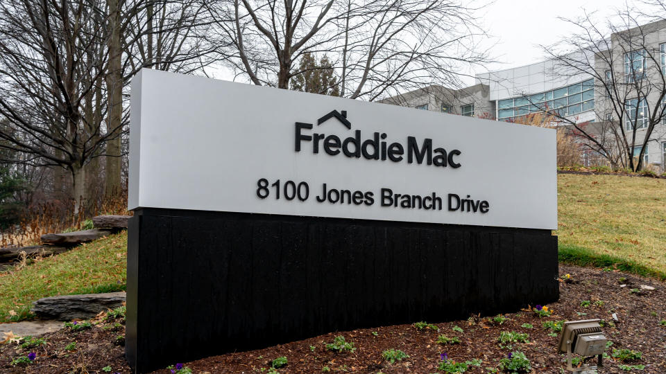 Tysons Corner, Virginia, USA- January 14, 2020: Freddie Mac sign at its headquarters in Tysons Corner, Virginia, USA, Freddie Mac is a public government-sponsored enterprise (GSE).