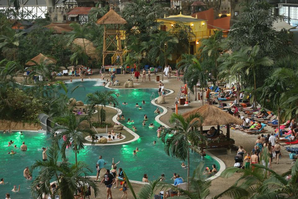 Situated within a former Soviet military air base in Krausnick, Germany, is the <strong>Tropical Islands</strong> indoor swimming pool. Opened in 2004, the facility is large enough to encase the Statue of Liberty, lying down.