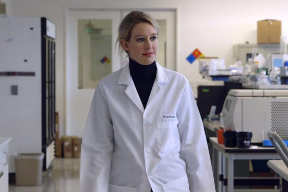 Faking it: Elizabeth Holmes at the Theranos laboratory (HBO)