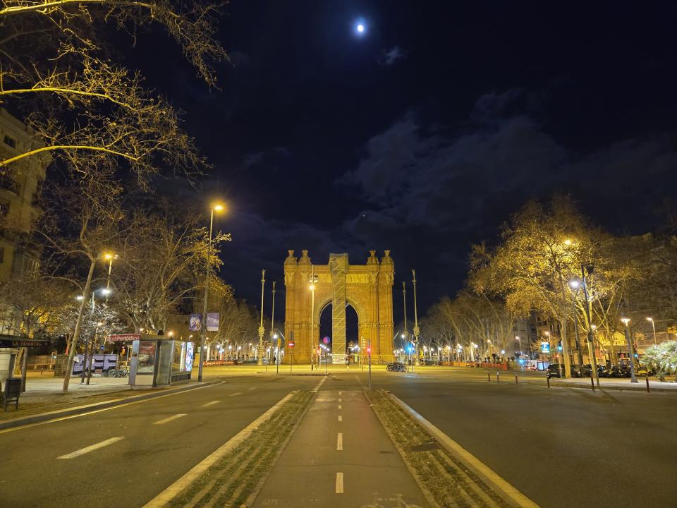 An arc at night