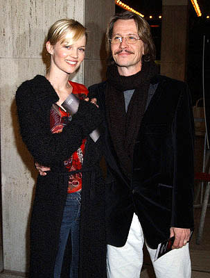 Gary Oldman and wife Donya at the LA premiere of Columbia's Panic Room