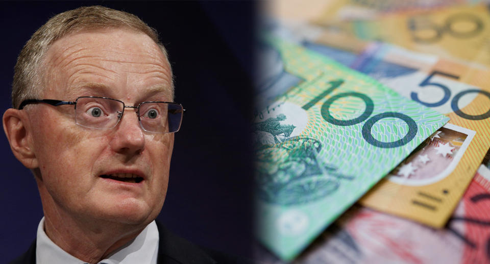 RBA governor Philip Lowe and Australian currency.