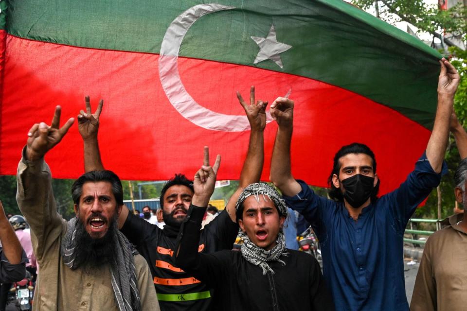 Imran Khan supporters after the Supreme Court declared his arrest ‘invalid' in May 2023 (AFP via Getty Images)