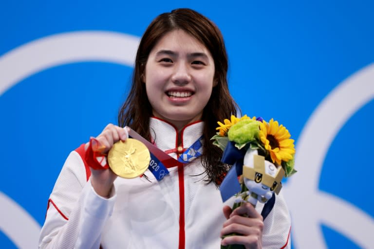 La Chinoise Zhang Yufei a remporté la médaille d'or du 200 m papillon aux Jeux olympiques de Tokyo, le 29 juillet 2021 (Odd ANDERSEN)