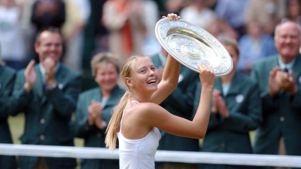 Maria Sharapova celebrates winning Wimbledon when she was just 17. - Jeff Overs/BBC News & Current Affairs/Getty Images