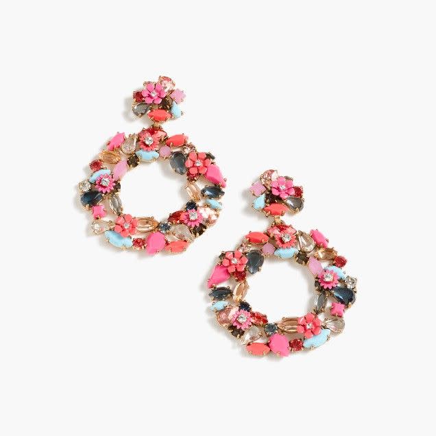 Colorful Floral Hoop Earrings