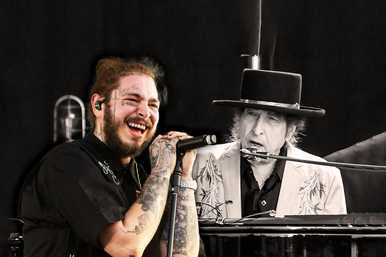 Post Malone; Bob Dylan Photo illustration by Salon/Getty Images