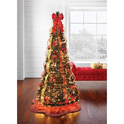 BrylaneHome Fully-Decorated Pre-Lit 6-Ft. Fake Christmas Tree