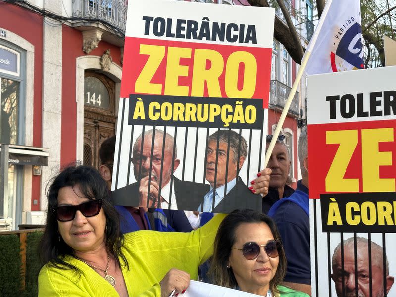 Protestas durante la visita del presidente brasileña Lula da Silva en Lisboa