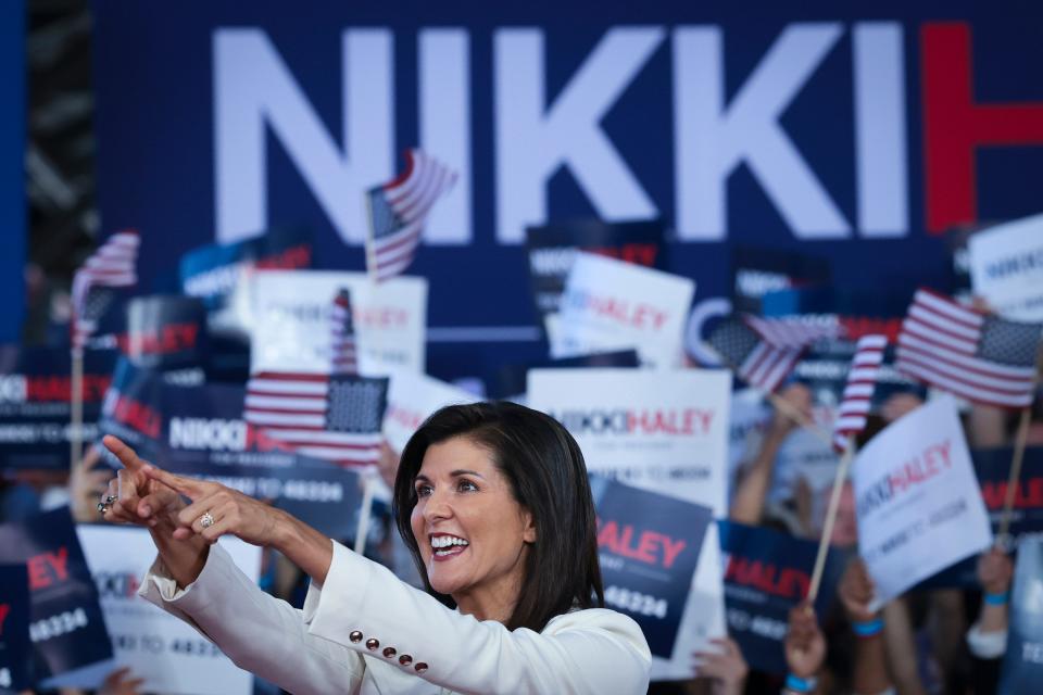 Republican presidential candidate Nikki Haley on Feb. 15, 2023, in Charleston, S.C.