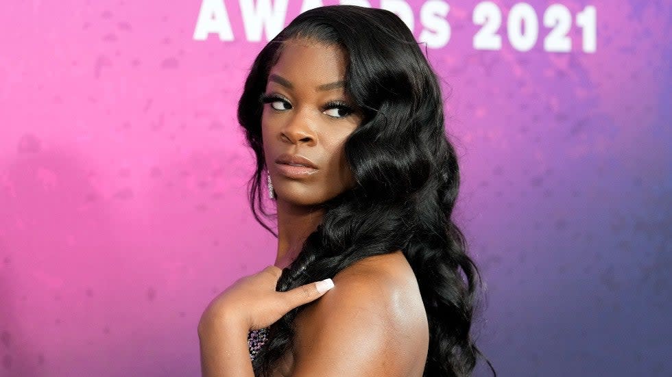 Ari Lennox arrives at the Soul Train Music Awards at the Apollo Theater in New York on Nov. 20