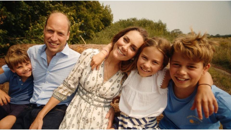 The Wales family pose for a smiley photograph