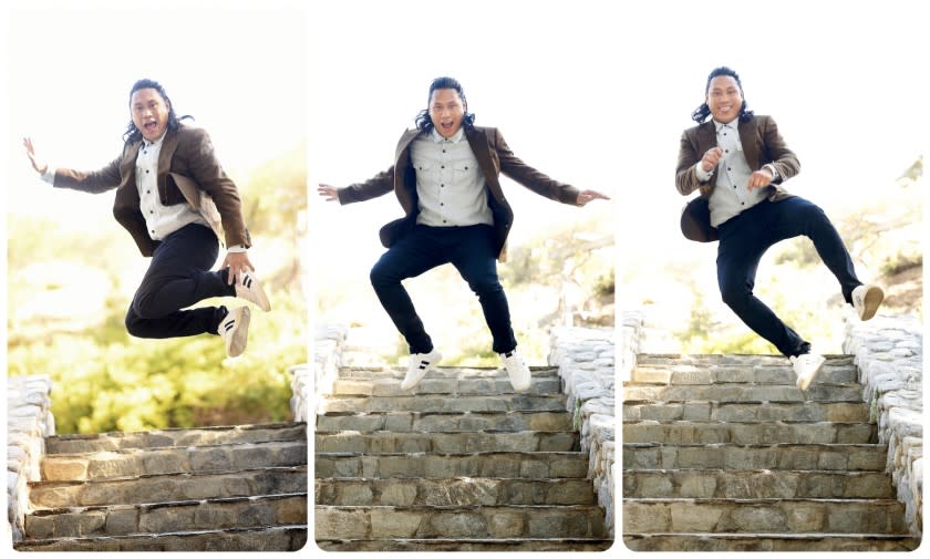 LOS ANGELES-CA-MAY 28, 2021: A triptych of Director Jon M. Chu, photographed at home in Calabasas on Friday, May 28, 2021. (Christina House / Los Angeles Times)