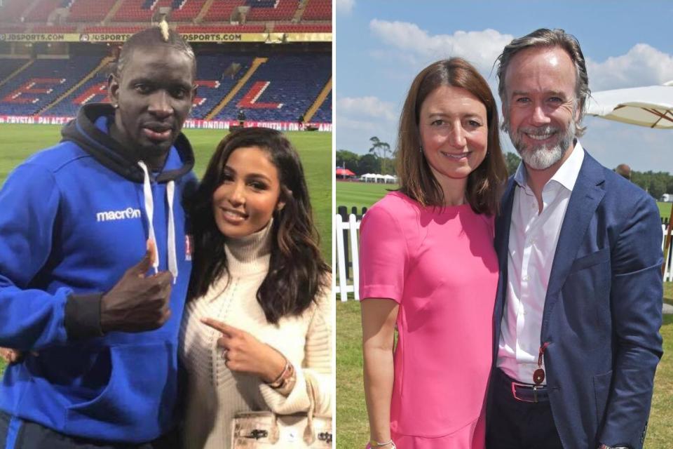 Footballer Mamadou and Majda Sakho (L) and Jane and Marcus Wareing (R): Facebook/Dave Benett