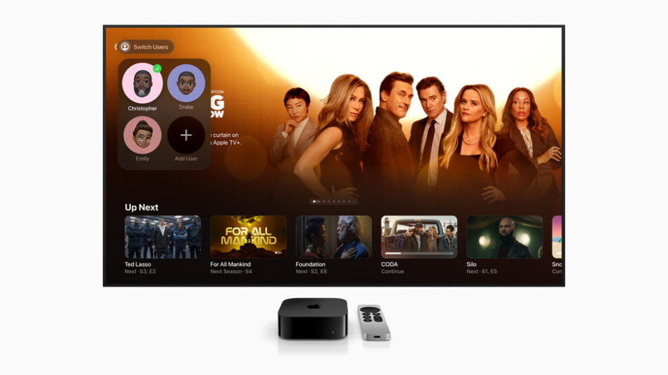 Apple TV app. You'll see several user profiles in the sidebar.