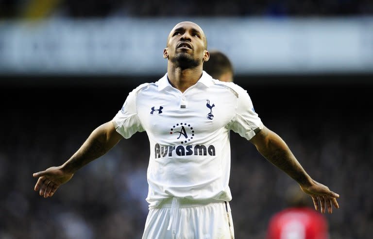 Tottenham Hotspur's Jermain Defoe reacts after missing a chance on goal during their English Premier League match against Swansea, at White Hart Lane in London, on December 16, 2012. Tottenham quietly sneaked into the top four after their 1-0 win