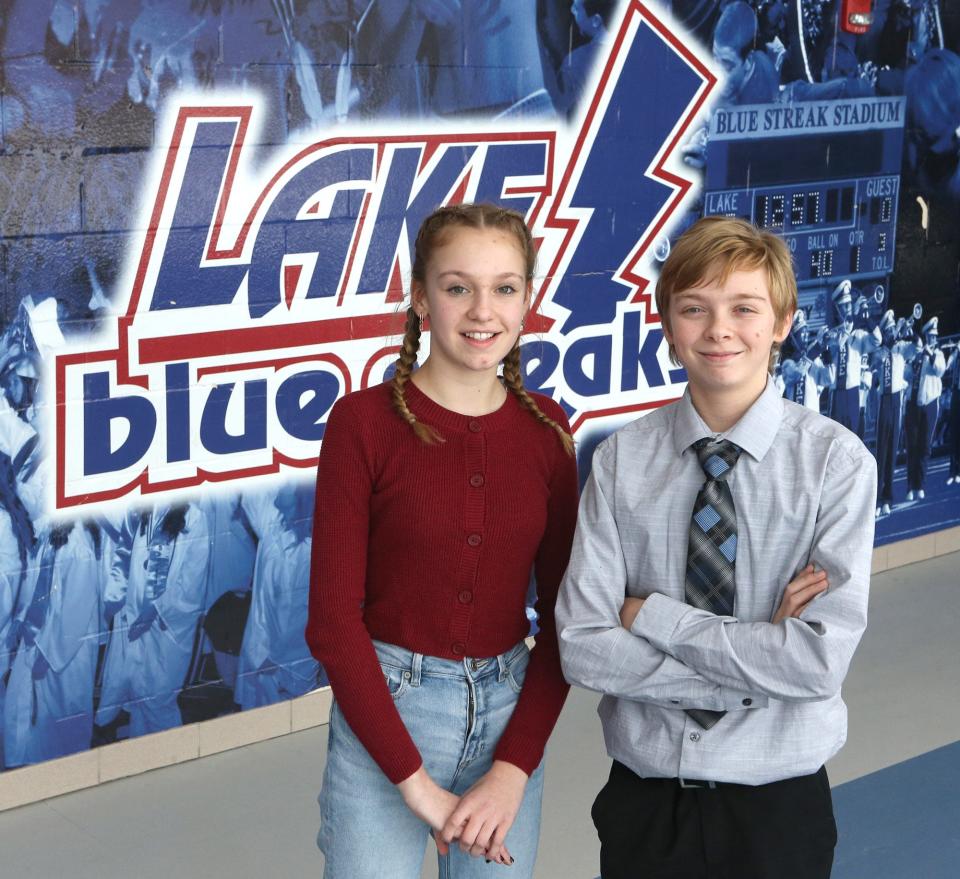 Paige and Drew Pribanich, students at Lake Middle School are The Alliance Review's Robertson Kitchen & Bath Kids of Character for the month of January. The siblings are shown at the school Wednesday, Jan. 19, 2022.