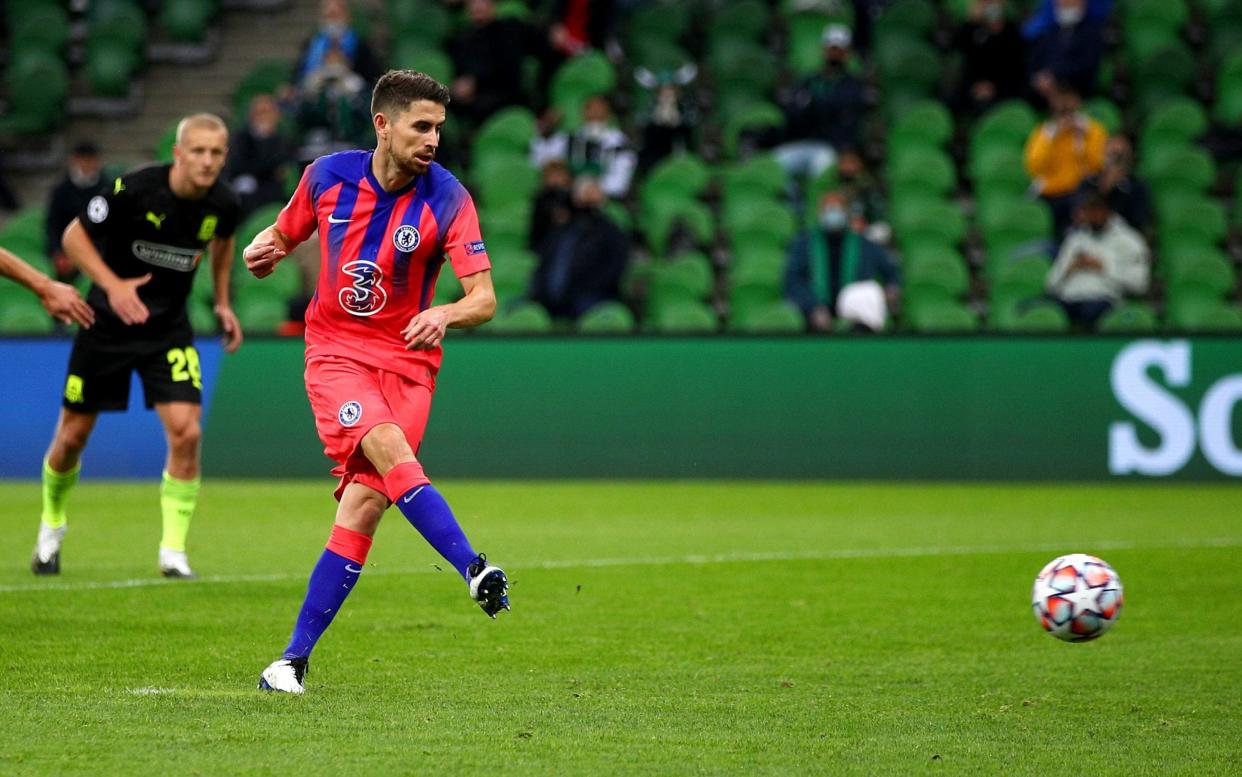 Jorginho of Chelsea shoots and misses a penalty opportunity during the UEFA Champions League Group E stage match between FC Krasnodar and Chelsea FC  - GETTY IMAGES