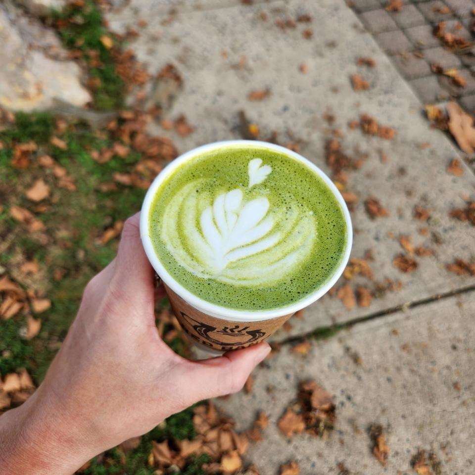 Autumn Spice Matcha with matcha, Madagascar vanilla, cinnamon, nutmeg, cardamom and oat milk from Coffee Corral.