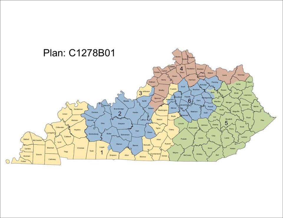 The new Congressional District map included changes to the state’s 1st Congressional District, occupied by James Comer. The map snakes the district starting at the tip of Western Kentucky all the way to Frankfort.