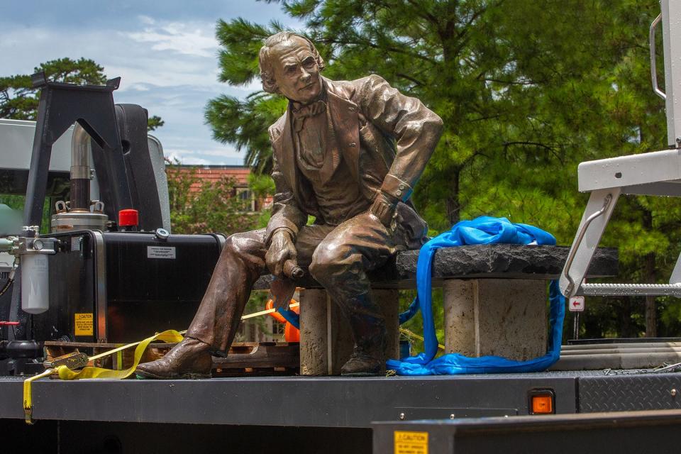 A statue of Francis Eppes, Thomas Jefferson's nephew and former Tallahassee Mayor, was removed from campus.