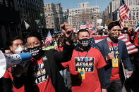 <p>Nearly 3,000 people marched through N.Y.C. and across the Brooklyn Bridge to demand an end to anti-Asian violence on April 4.</p>