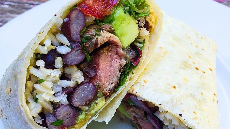 grilled steak burritos with avocado pico de gallo